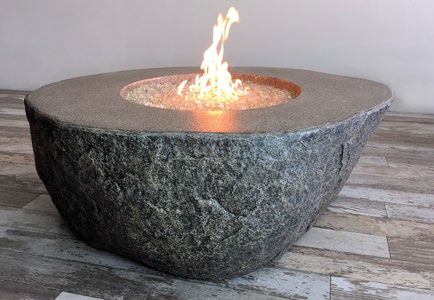 Elementi Fiery Rock Fire Table OFG147 | Propane Fire Pit | Natural Gas Fire Pit | Round Fire Pit | 45,000 BTUs Fire Pit