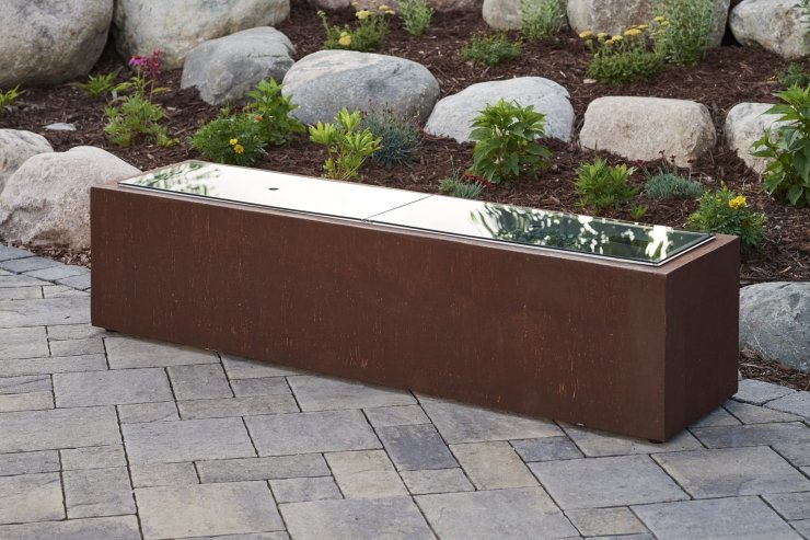 The Outdoor Greatroom Company Cortlin Linear Gas Fire Pit Table | Electric Fire Pit | Propane Fire Pit | Natural Gas Fire Pit | Rectangular Fire Pit