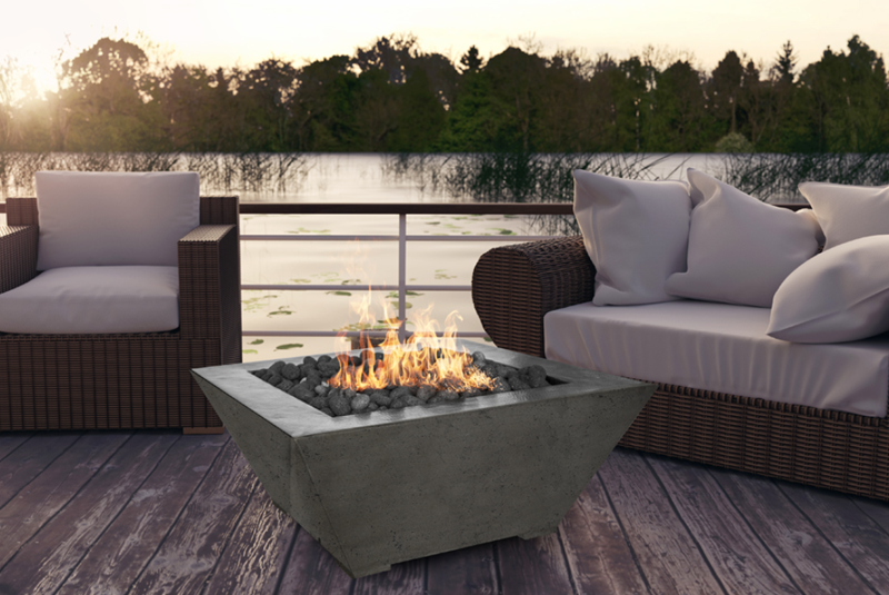 Prism Hardscapes Lombard Fire Table | Electric Fire Pit | Propane Fire Pit | Natural Gas Fire Pit | Square Fire Pit | 65,000 BTUs Fire Pit