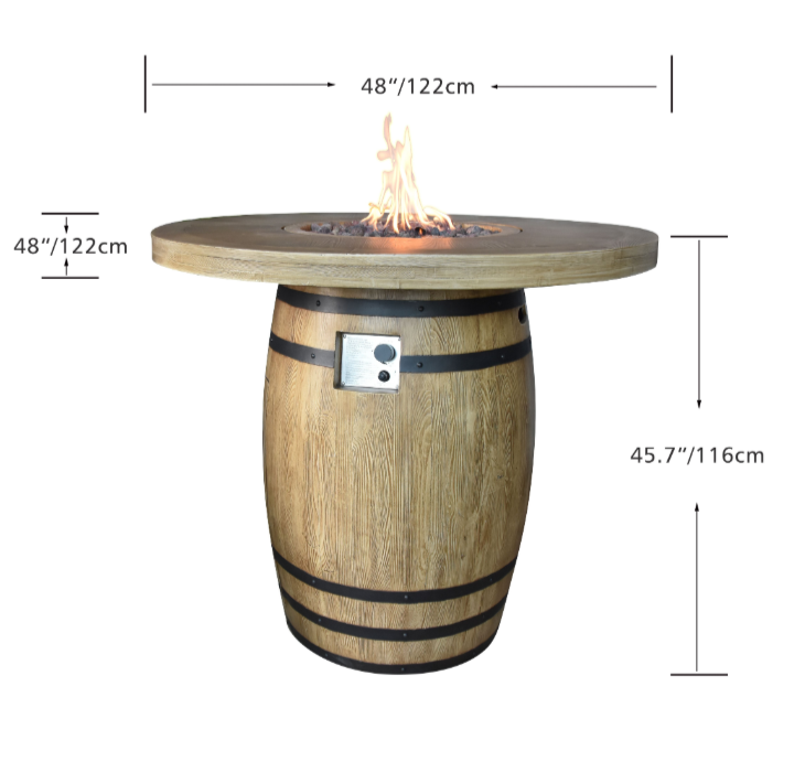 Elementi Lafite Fire Table OFG225 | Propane Fire Pit | Round Fire Pit | 45,000 BTUs Fire Pit