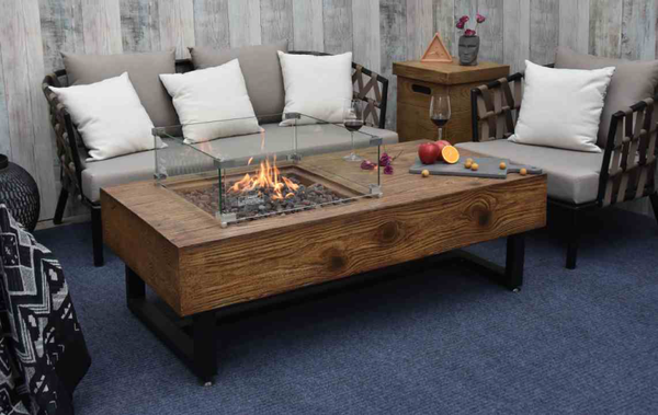 Elementi Naples Fire Table OFH103 | Propane Fire Pit | Natural Gas Fire Pit | Rectangular Fire Pit | 45,000 BTUs Fire Pit
