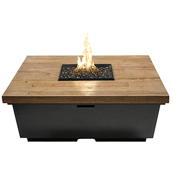 American Fyre Designs French Barrel Oak Contempo Firetable | Electric Fire Pit | Propane Fire Pit | Natural Gas Fire Pit | Square Fire Pit