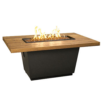 American Fyre Designs French Barrel Oak Cosmo Rectangle Firetable | Electric Fire Pit | Propane Fire Pit | Natural Gas Fire Pit | Rectangular Fire Pit