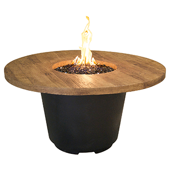 American Fyre Designs French Barrel Oak Cosmo Round Firetable | Electric Fire Pit | Propane Fire Pit | Natural Gas Fire Pit | Round Fire Pit