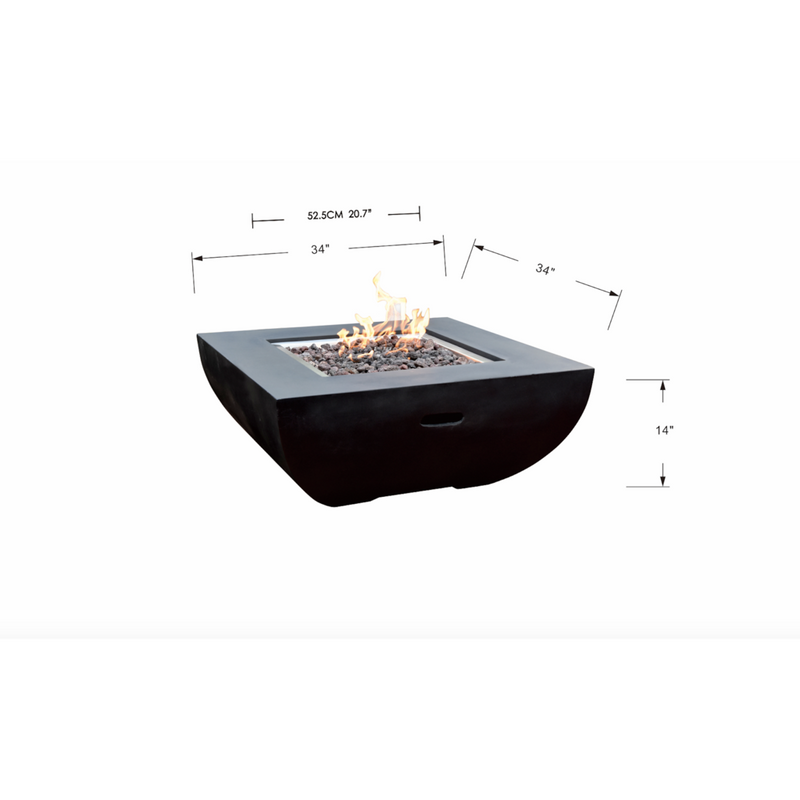 Modeno Aurora Fire Table OFG114 | Propane Fire Pit | Natural Gas Fire Pit | Square Fire Pit | 50,000 BTUs Fire Pit