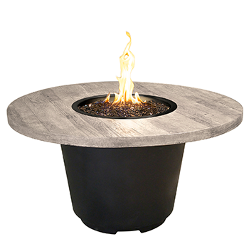 American Fyre Designs Silver Pine Cosmo Round Firetable | Electric Fire Pit | Propane Fire Pit | Natural Gas Fire Pit | Round Fire Pit
