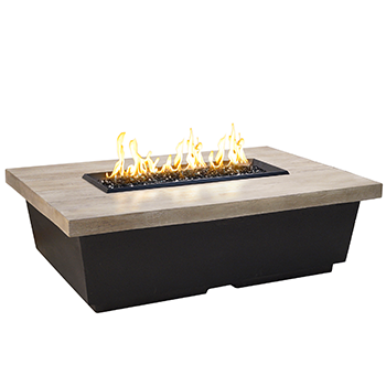 American Fyre Designs Silver Pine Contempo Rectangle Firetable | Electric Fire Pit | Propane Fire Pit | Natural Gas Fire Pit | Rectangular Fire Pit