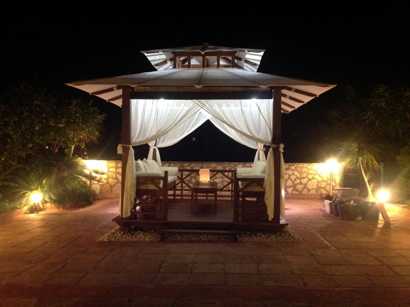 EXACO Exquisite Handcrafted Solid Wood Gazebo | BG 10 | Canvas Roof Gazebo from Bali Indonesia | 100 sq.ft.