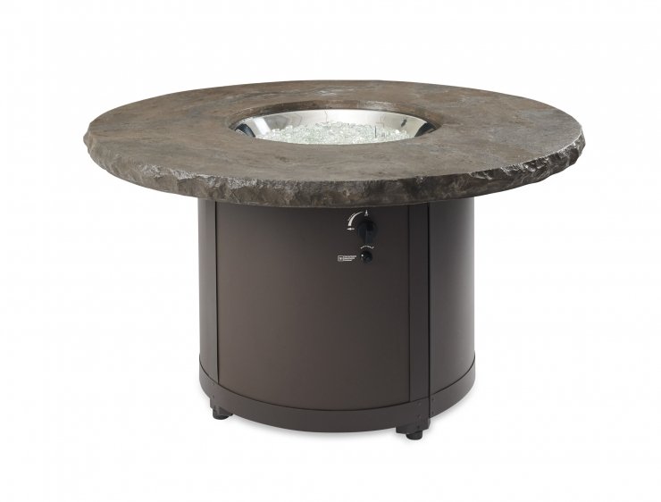 The Outdoor Greatroom Company Marbleized Noche Beacon Chat Height Gas Fire Pit Table| Electric Fire Pit | Propane Fire Pit | Natural Gas Fire Pit | Round Fire Pit | 55,000 BTUs Fire Pit