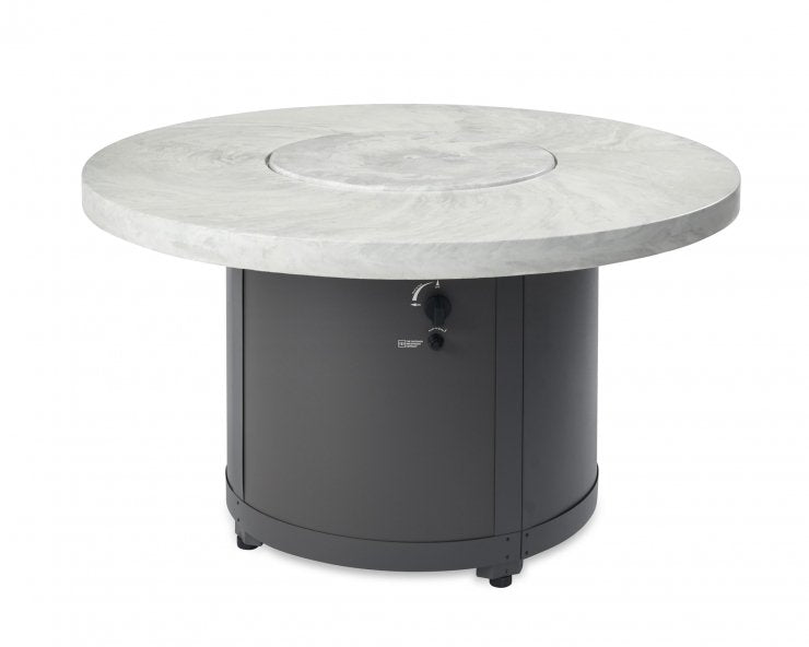The Outdoor Greatroom Company White Onyx Beacon Chat Height Gas Fire Pit Table | Electric Fire Pit | Propane Fire Pit | Natural Gas Fire Pit | Round Fire Pit | 55,000 BTUs Fire Pit