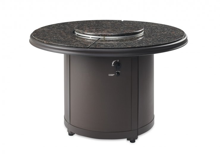 The Outdoor Greatroom Company Brown Granite Beacon Dining Height Gas Fire Pit Table | Electric Fire Pit | Propane Fire Pit | Natural Gas Fire Pit | Round Fire Pit | Fire Pit Dining Table | 55,000 BTUs Fire Pit