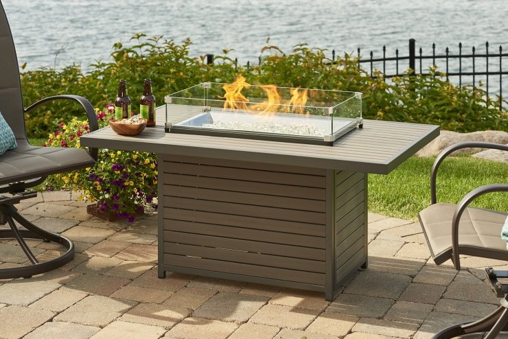 The Outdoor Greatroom Company Brooks Fire Pit Table | Electric Fire Pit | Propane Fire Pit | Natural Gas Fire Pit | Rectangular Fire Pit | 55,000 BTUs Fire Pit