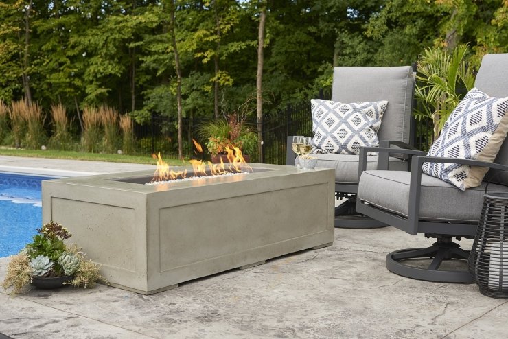 The Outdoor Greatroom Company Cove Linear Gas Fire Pit Table | Electric Fire Pit | Propane Fire Pit | Natural Gas Fire Pit | Rectangular Fire Pit | 80,000 BTUs Fire Pit