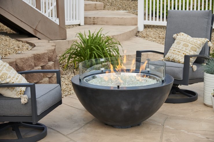 The Outdoor Greatroom Company Black Cove 30" | Electric Fire Pit | Propane Fire Pit | Natural Gas Fire Pit |  Round Fire Pit | 90,000 BTUs Fire Pit