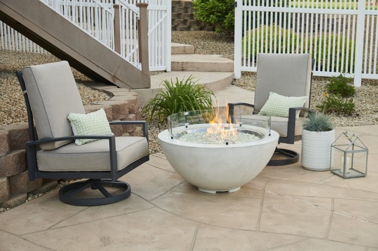 The Outdoor Greatroom Company White Cove 30" Gas Fire Pit Bowl | Electric Fire Pit | Propane Fire Pit | Natural Gas Fire Pit | Round Fire Pit | 90,000 BTUs Fire Pit