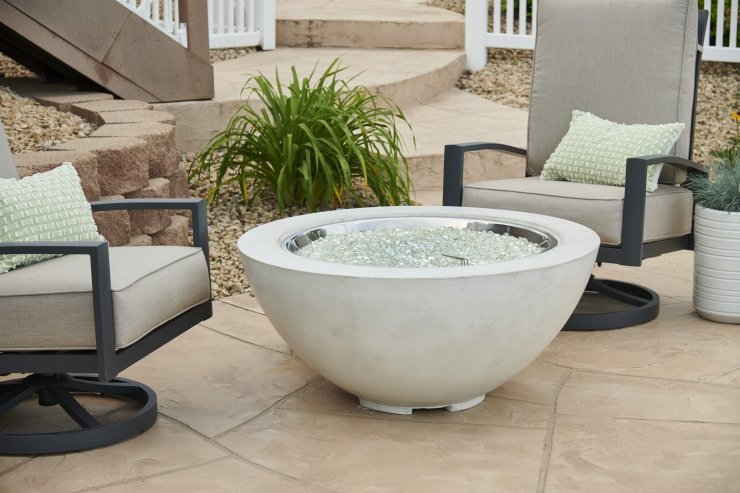 The Outdoor Greatroom Company White Cove 30" Gas Fire Pit Bowl | Electric Fire Pit | Propane Fire Pit | Natural Gas Fire Pit | Round Fire Pit | 90,000 BTUs Fire Pit