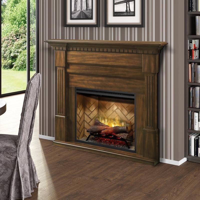 Dimplex Christina 56" Electric Fireplace and Mantel Package - Burnished Walnut Finish