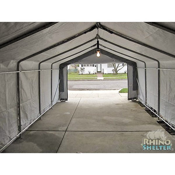 Rhino Shelters Extended Instant Garage House 12'Wx24'Lx8'H