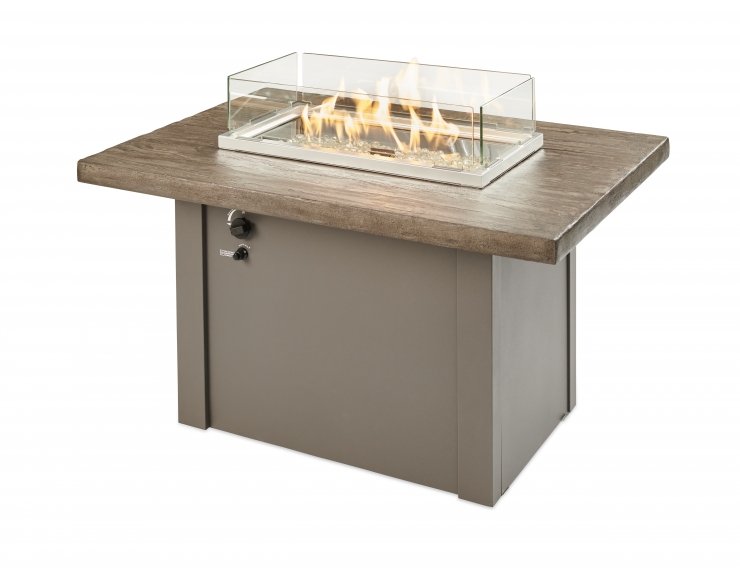 The Outdoor Greatroom Company Driftwood Havenwood Gas Fire Pit Table with Grey Base | Electric Fire Pit | Propane Fire Pit | Natural Gas Fire Pit | Rectangular Fire Pit | 75,000 BTUs Fire Pit