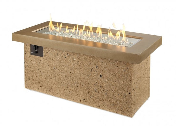 The Outdoor Greatroom Company Brown Key Largo Linear Gas Fire Pit Table | Electric Fire Pit | Propane Fire Pit | Natural Gas Fire Pit | Rectangular Fire Pit | 80,000 BTUs Fire Pit