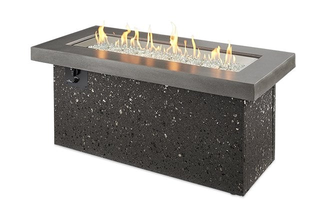 The Outdoor Greatroom Company Grey Key Largo Linear Gas Fire Pit Table | Electric Fire Pit | Propane Fire Pit | Natural Gas Fire Pit | Rectangular Fire Pit | 80,000 BTUs Fire Pit