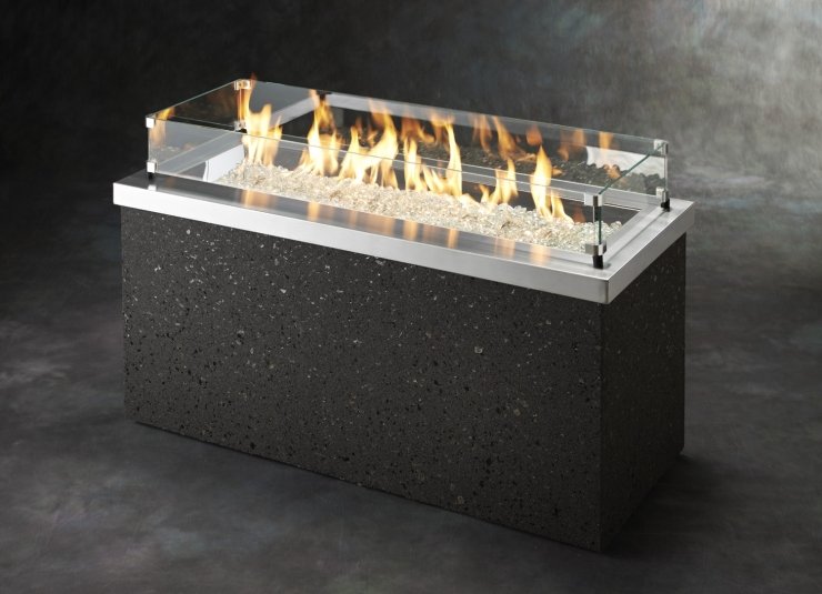 The Outdoor Greatroom Company Stainless Steel Key Largo Linear Gas Fire Pit Table | Electric Fire Pit | Propane Fire Pit | Natural Gas Fire Pit | Rectangular Fire Pit | 80,000 BTUs Fire Pit