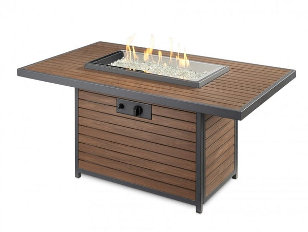 The Outdoor Greatroom Company Kenwood Rectangular Chat Height Gas Fire Pit Table | Electric Fire Pit | Propane Fire Pit | Natural Gas Fire Pit | Rectangular Fire Pit | 55,000 BTUs Fire Pit