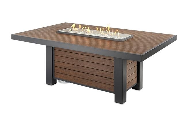 The Outdoor Greatroom Company Kenwood Linear Dining Height Gas Fire Pit Table | Electric Fire Pit | Propane Fire Pit | Natural Gas Fire Pit | Rectangular Fire Pit | Fire Pit Dining Table | 80,000 BTUs Fire Pit