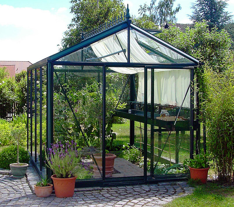 EXACO Royal Victorian | VI 23 Green | 4mm Tempered Glass Greenhouse in Dark Green
