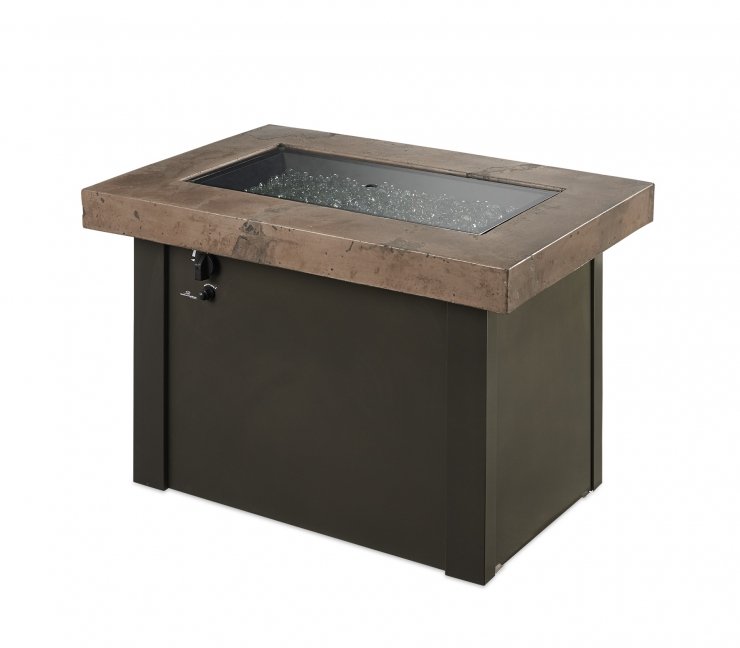 The Outdoor Greatroom Company Brown Providence Gas Fire Pit Table | Electric Fire Pit | Propane Fire Pit | Natural Fire Pit | Rectangular Fire Pit | 55,000 BTUs Fire Pit