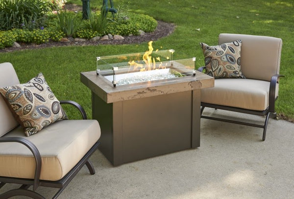 The Outdoor Greatroom Company Brown Providence Gas Fire Pit Table | Electric Fire Pit | Propane Fire Pit | Natural Fire Pit | Rectangular Fire Pit | 55,000 BTUs Fire Pit