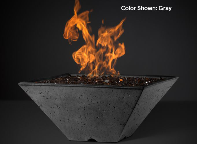 Slick Rock Ridgeline Square Fire Bowl - Electronic Ignition | Electric Fire Pit | Propane Fire Pit | Natural Gas Fire Pit | Square Fire Pit | Concrete Fire Pit Table