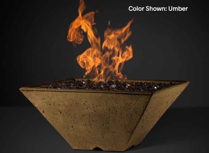 Slick Rock Ridgeline Square Fire Bowl - Electronic Ignition | Electric Fire Pit | Propane Fire Pit | Natural Gas Fire Pit | Square Fire Pit | Concrete Fire Pit Table