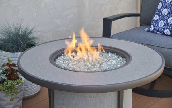 The Outdoor Greatroom Company Grey Stonefire Gas Fire Pit Table | Electric Fire Pit | Propane Fire Pit | Natural Gas Fire Pit | Round Fire Pit | 55,000 BTUs Fire Pit
