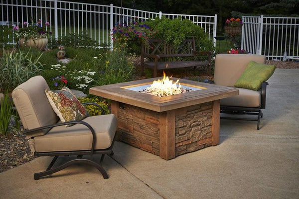 The Outdoor Greatroom Company Sierra Gas Fire Pit Table | Electric Fire Pit | Propane Fire Pit | Natural Gas Fire Pit | Square Fire Pit | 79,500 BTUs Fire Pit