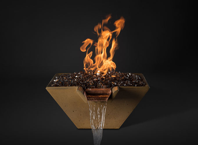 Slick Rock KCC29SPSCC Cascade Series 29-Inch Square Fire on Glass Fire Pit with Electronic Ignition | Electric Fire Pit | Propane Fire Pit | Natural Gas Fire Pit | Square Fire Pit | Concrete Fire Pit Table