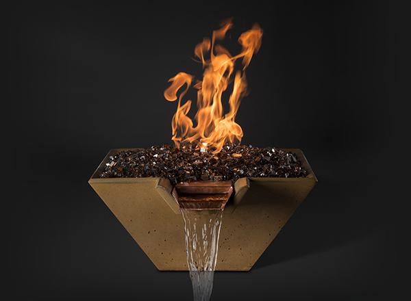 Slick Rock KCC22SPSCC Cascade Series 22-Inch Square Fire on Glass Fire Pit with Electronic Ignition | Electric Fire Pit | Propane Fire Pit | Natural Gas Fire Pit | Square Fire Pit | Concrete Fire Pit Table