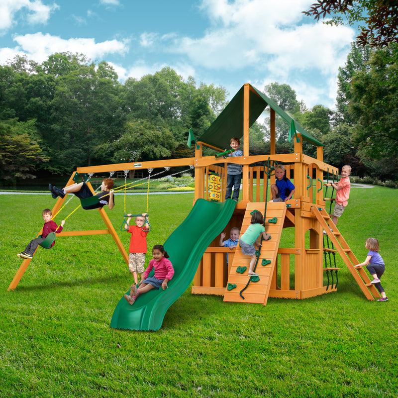 Gorilla Chateau Clubhouse w/ Amber Posts and Sunbrella® Canvas Forest Green Canopy
