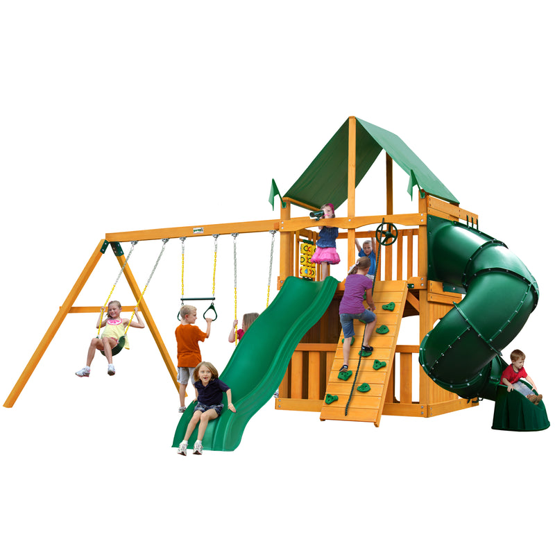 Gorilla Mountaineer Clubhouse w/ Amber Posts and Deluxe Green Vinyl Canopy