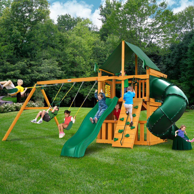 Gorilla Mountaineer Clubhouse w/ Amber Posts and Sunbrella® Canvas Forest Green Canopy