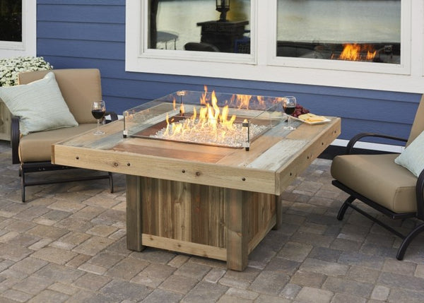 The Outdoor Greatroom Company Vintage Gas Fire Pit Table | Electric Fire Pit | Propane Fire Pit | Natural Gas Fire Pit | Square Fire Pit | 79,500 BTUs Fire Pit