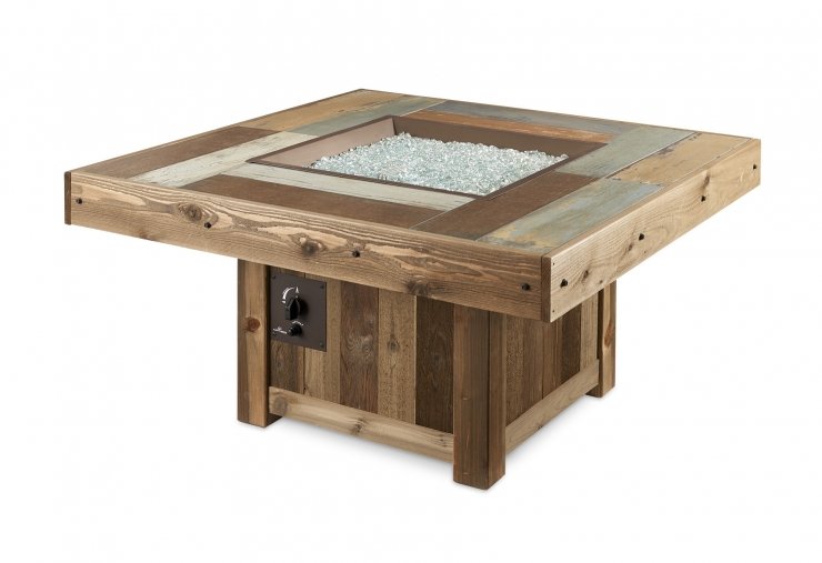 The Outdoor Greatroom Company Vintage Gas Fire Pit Table | Electric Fire Pit | Propane Fire Pit | Natural Gas Fire Pit | Square Fire Pit | 79,500 BTUs Fire Pit