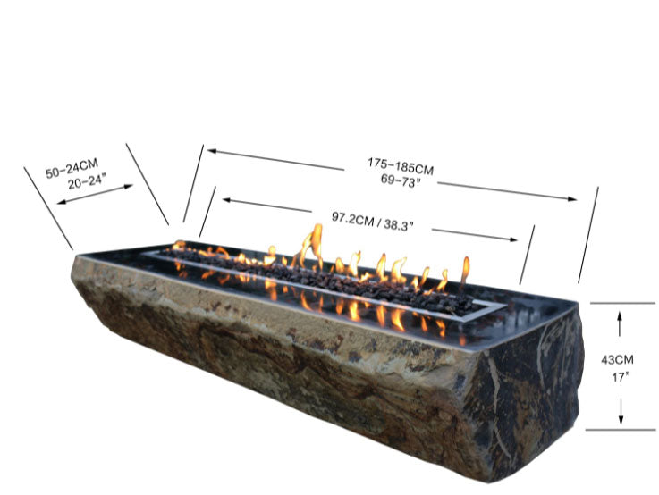 Elementi Fairfield Basalt Table OFS303 | Natural Gas Fire Pit | Propane Fire Pit | Rectangular Fire Pit | 45,000 BTUs Fire Pit